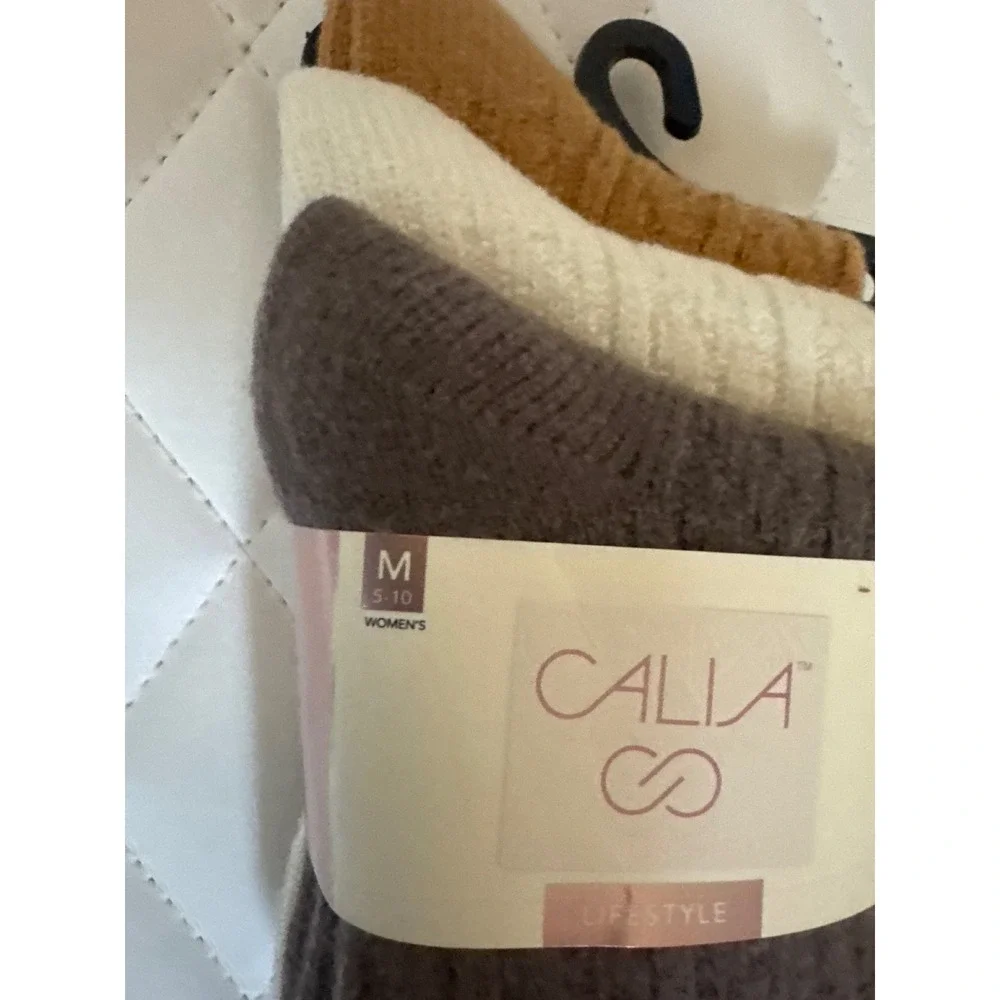 CALIA Holiday Cable Crew Socks‎ 3-Pairs Soft Cozy Medium